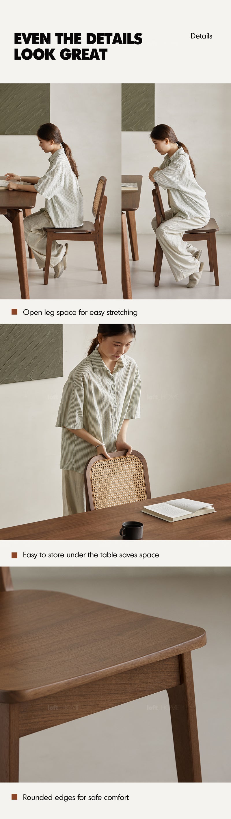 Japandi Walnut Wood Rattan Dining Chair NOOK Good to Know - 5