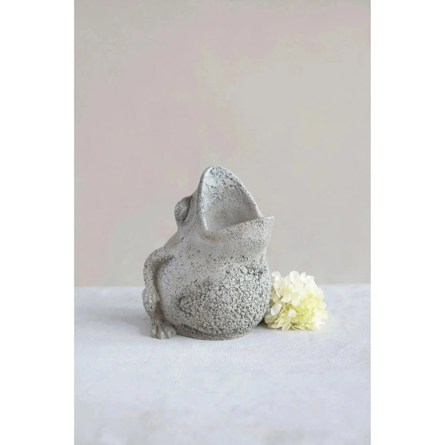 Resin and cement frog planter decor primary product view.