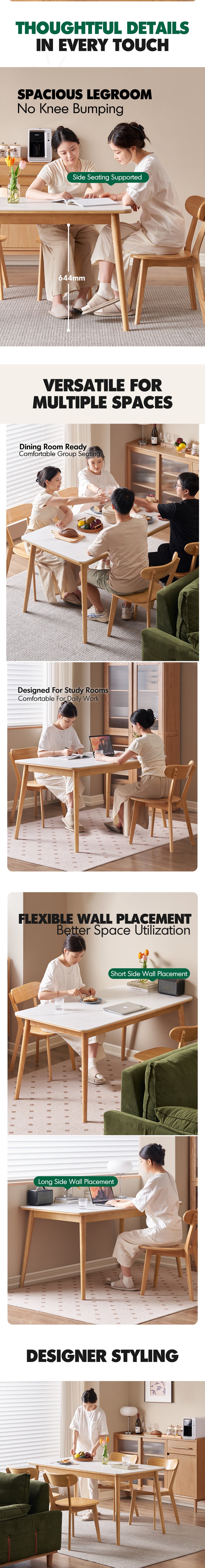 Scandinavian Sintered Stone Rubber Wood Dining Table ROWAN Good to Know - 3