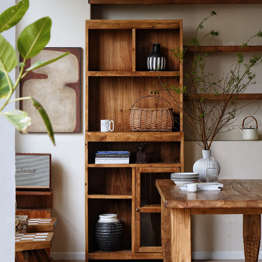 Rustic elm wood cabinet tyrant elm in real life style.