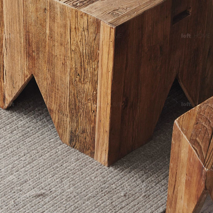 Rustic elm wood coffee table fortress elm with context.