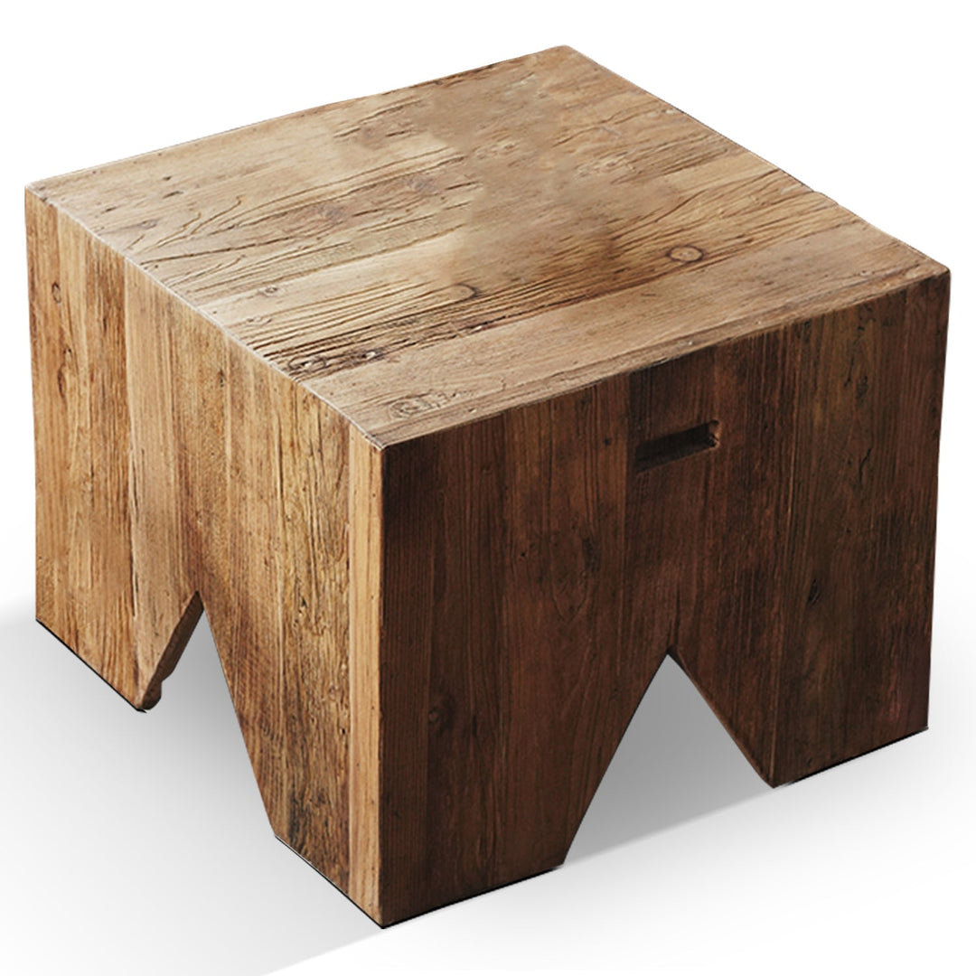 Rustic elm wood coffee table fortress elm in white background.
