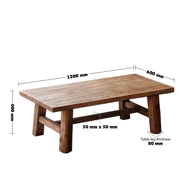 Rustic elm wood coffee table northern elm size charts.