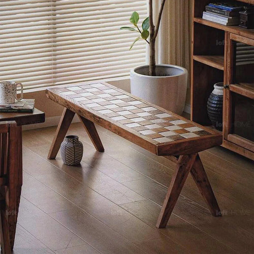 Rustic Elm Wood Dining Bench CHESS ELM Good to Know Preview-1