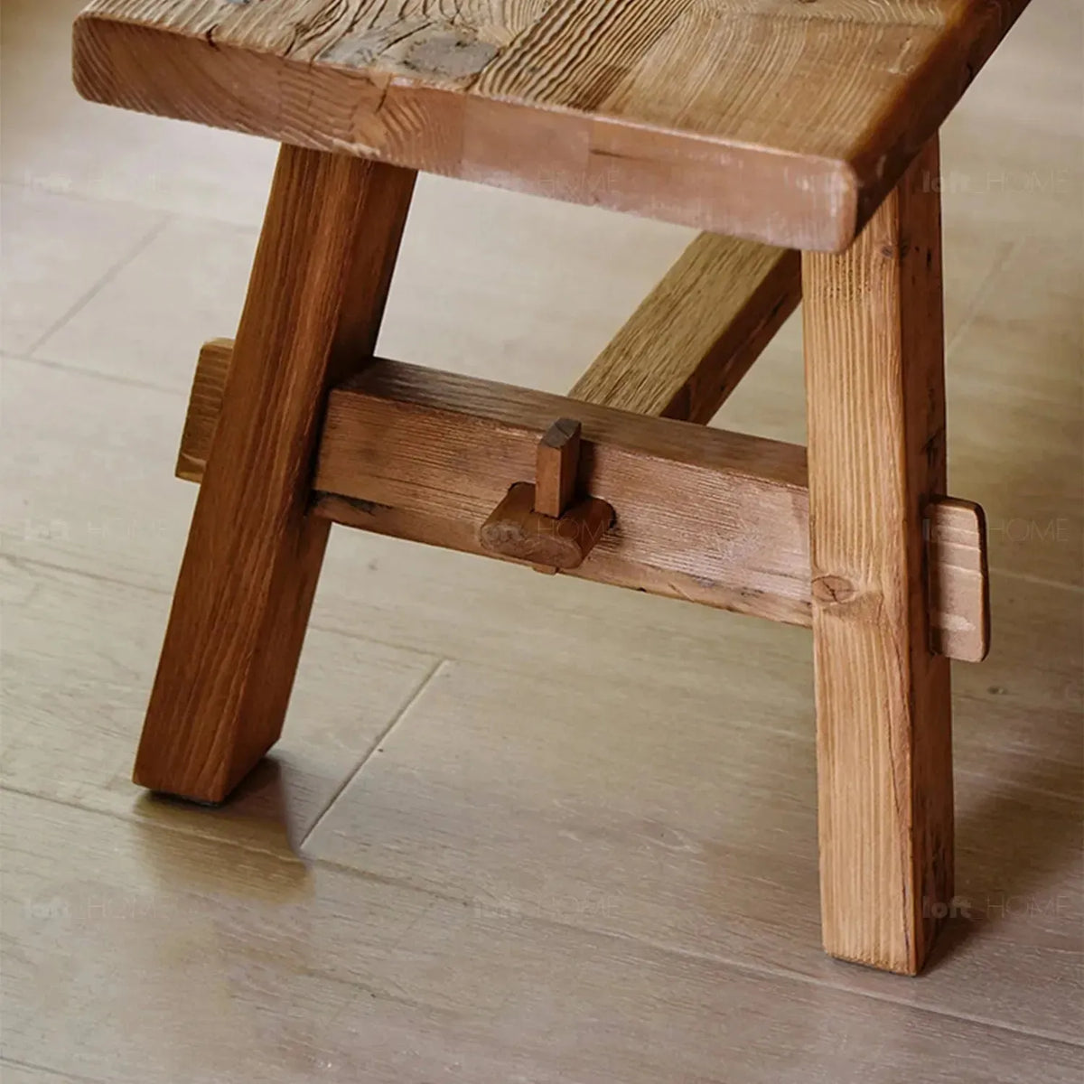 Rustic elm wood dining bench stone elm material variants.