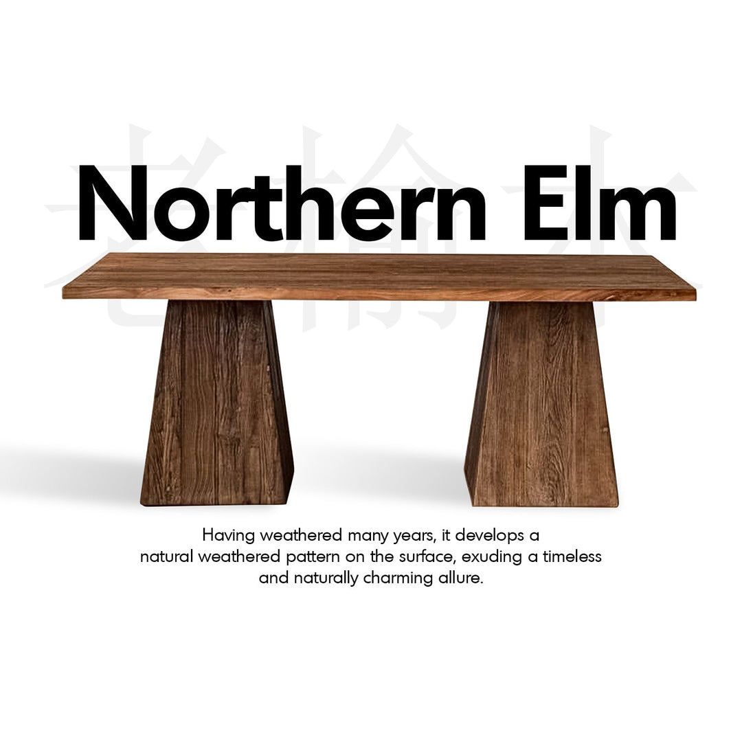 Rustic Elm Wood Dining Table BALANCE ELM