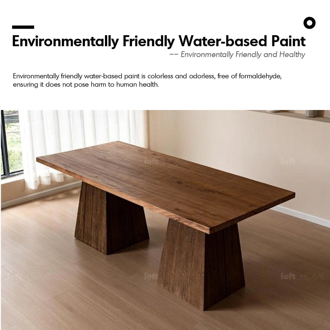 Rustic elm wood dining table balance elm environmental situation.