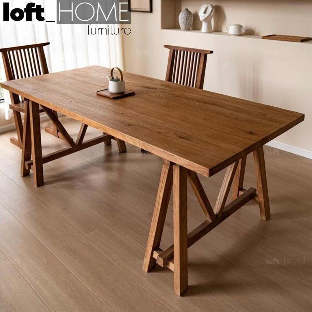 Rustic elm wood dining table craft elm primary product view.
