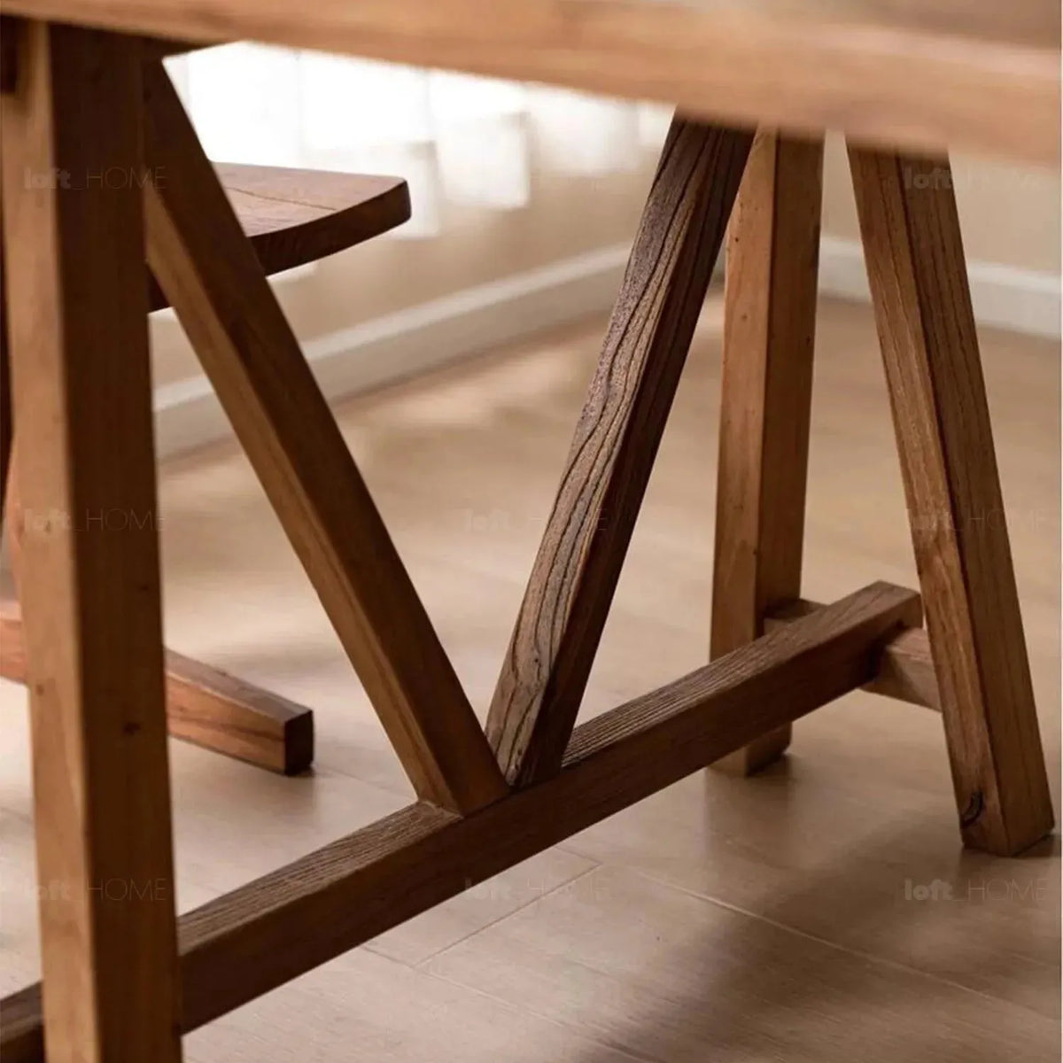 Rustic elm wood dining table craft elm with context.