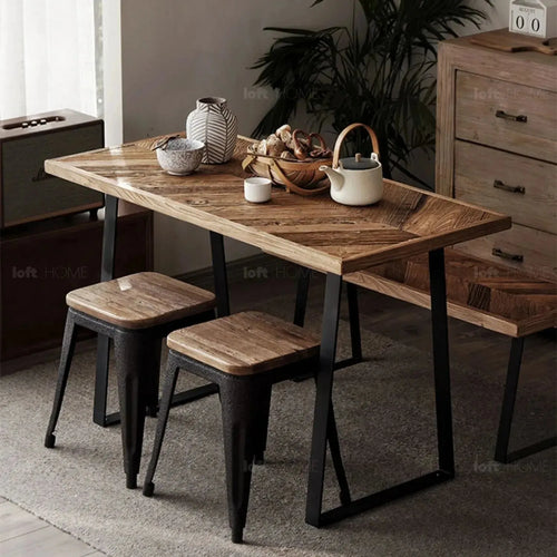 Rustic Elm Wood Dining Table FISHBONE ELM Good to Know Preview-1