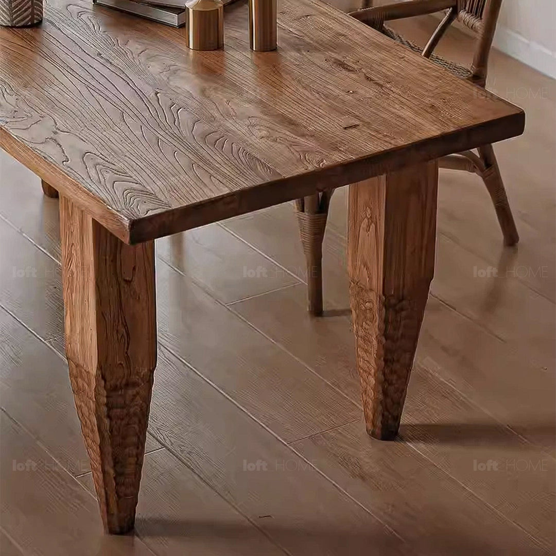 Rustic elm wood dining table kirin elm in details.