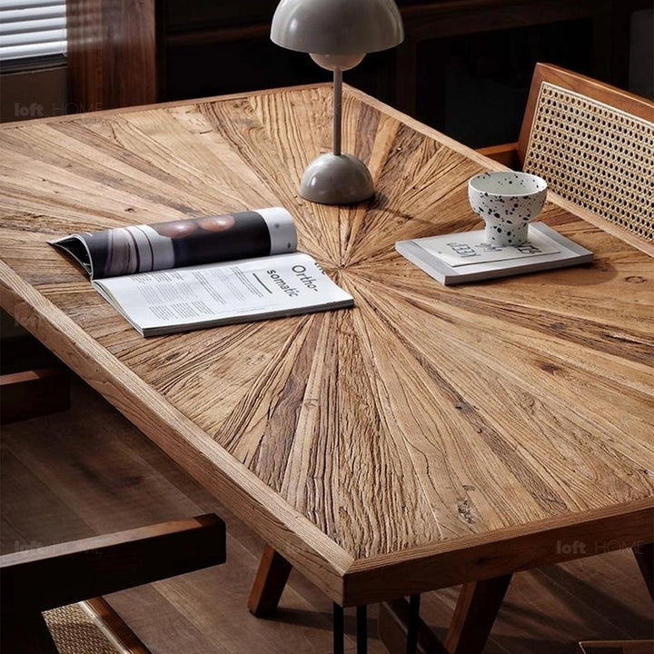 Rustic elm wood dining table ordinary elm in real life style.
