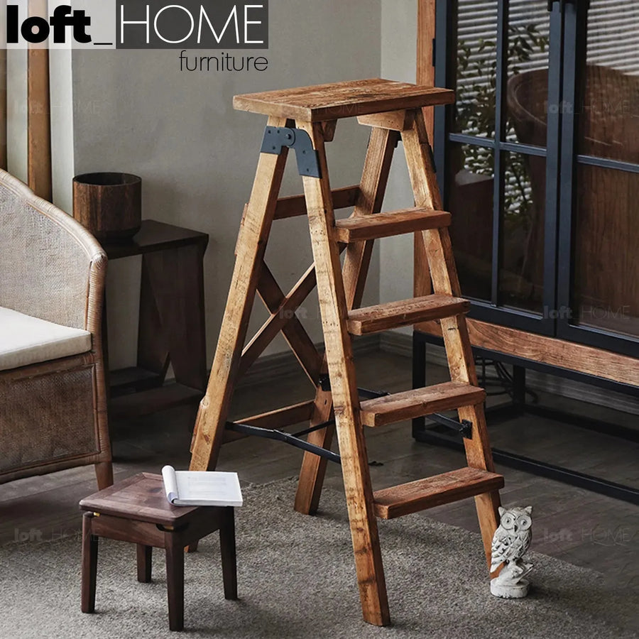 Rustic elm wood ladder elevate elm primary product view.