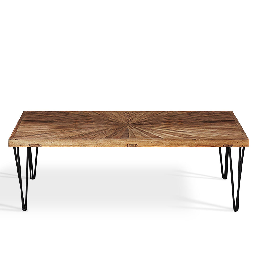 Rustic elm wood rectangle coffee table ascend elm in white background.