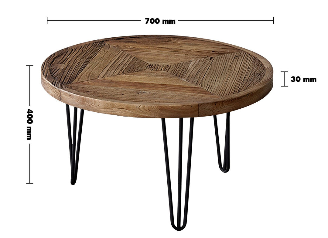 Rustic elm wood round coffee table aura elm size charts.