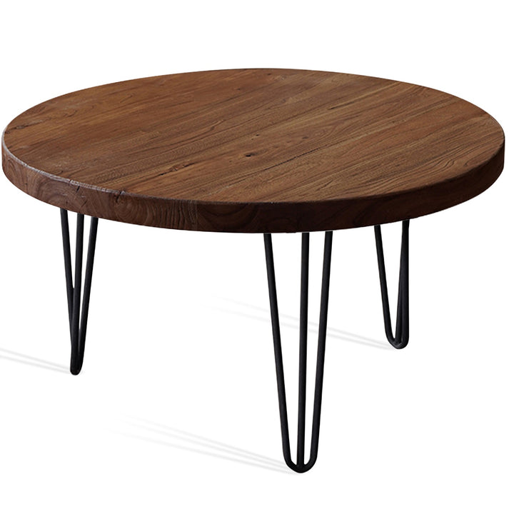 Rustic elm wood round coffee table aura elm detail 4.