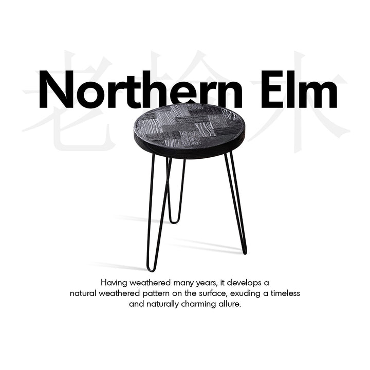 Rustic elm wood round side table eclat elm detail 3.