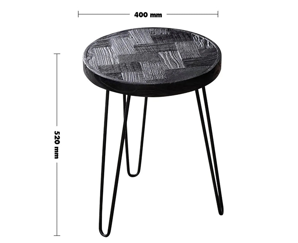 Rustic elm wood round side table eclat elm size charts.
