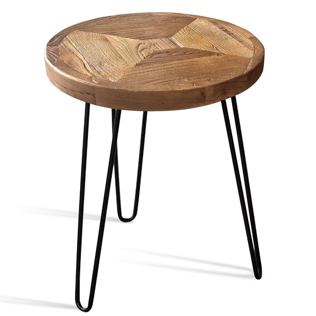 Rustic elm wood round side table eclat elm detail 5.