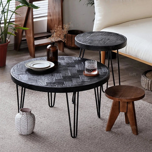 Rustic Elm Wood Round Side Table ECLAT ELM Good to Know Preview-1