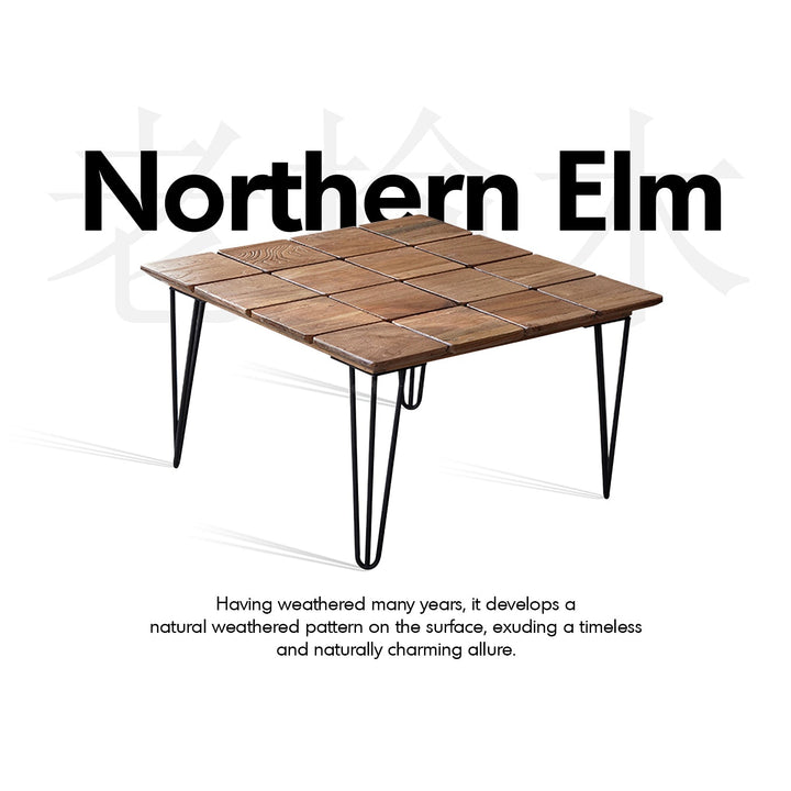 Rustic Elm Wood Square Coffee Table VERTIGO ELM
