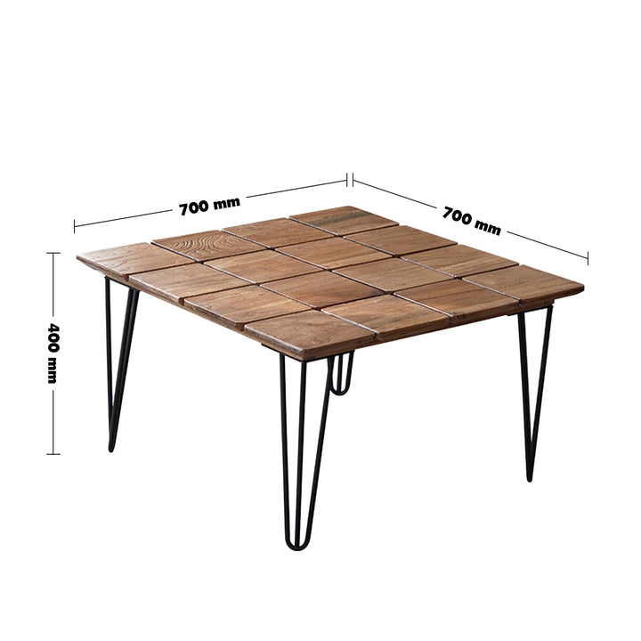 Rustic elm wood square coffee table vertigo elm size charts.