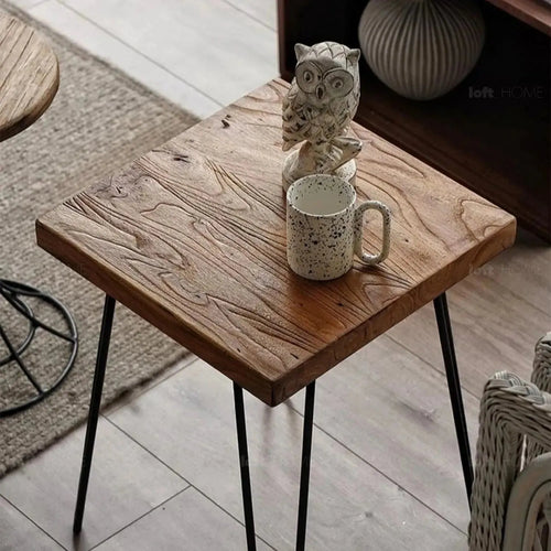 Rustic Elm Wood Square Side Table VELVET ELM Good to Know Preview-1