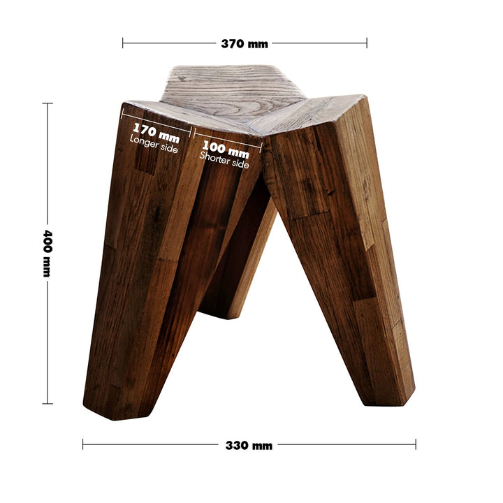 Rustic elm wood stool polygon elm size charts.