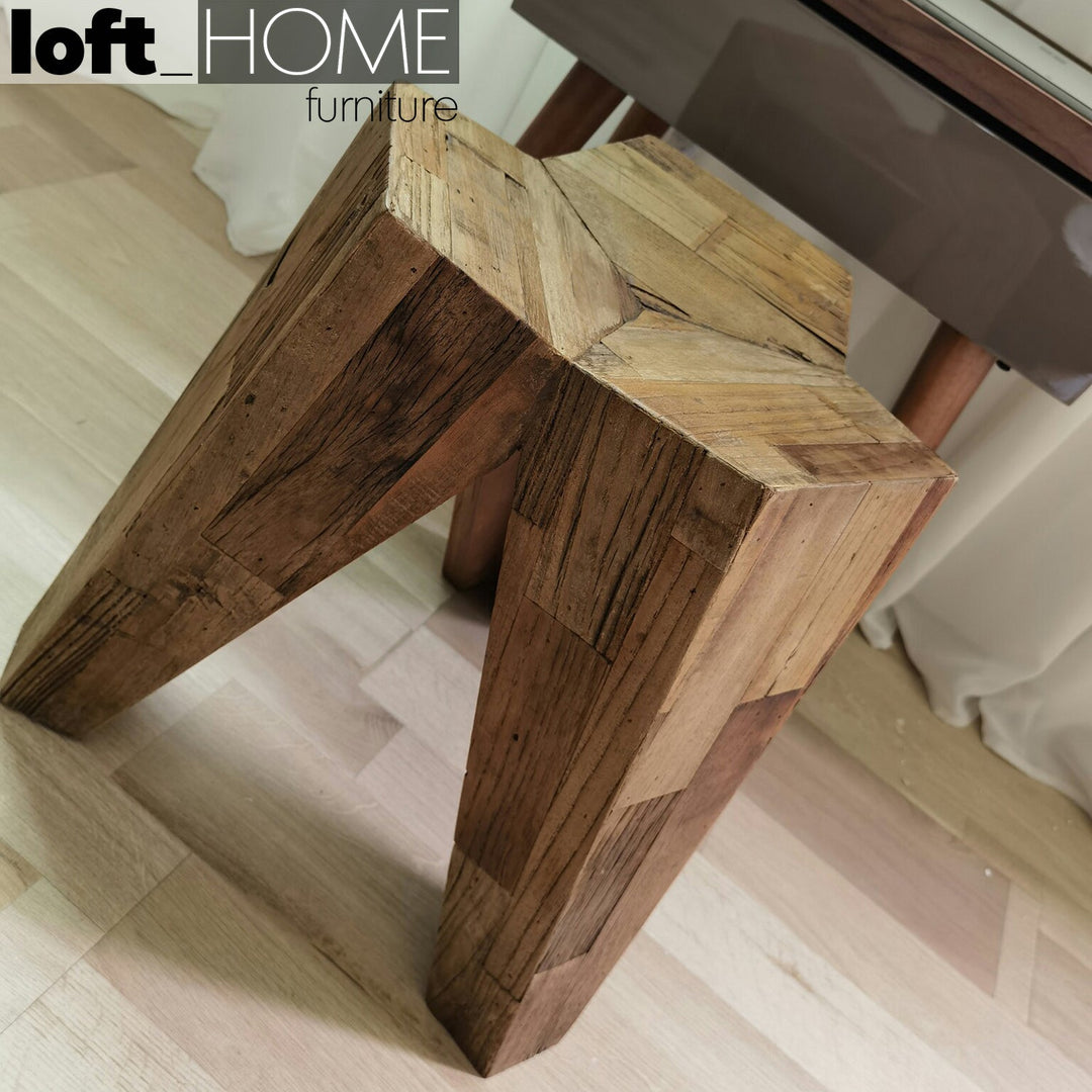 Rustic elm wood stool tripod situational feels.