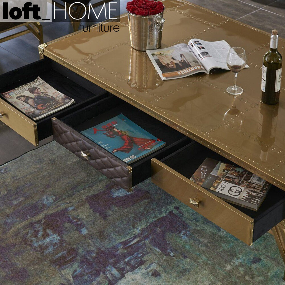 Rustic genuine leather coffee table osmond situational feels.