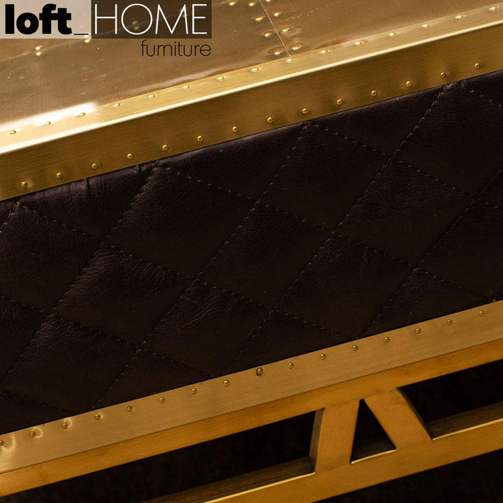 Rustic genuine leather coffee table osmond conceptual design.