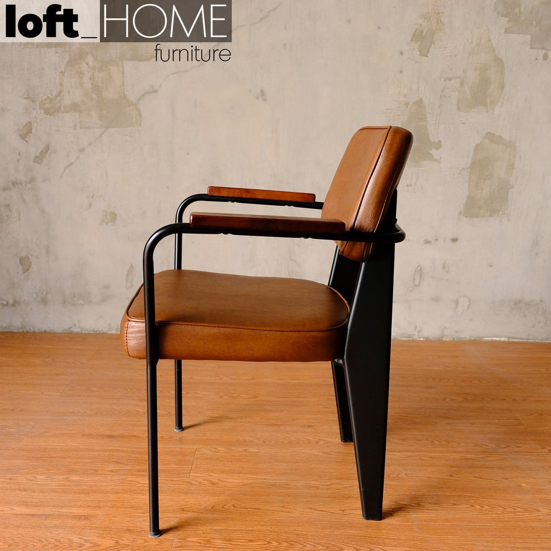 Rustic pu leather dining chair h in details.