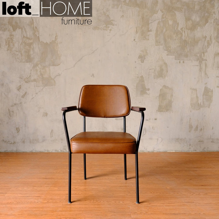 Rustic pu leather dining chair h in panoramic view.