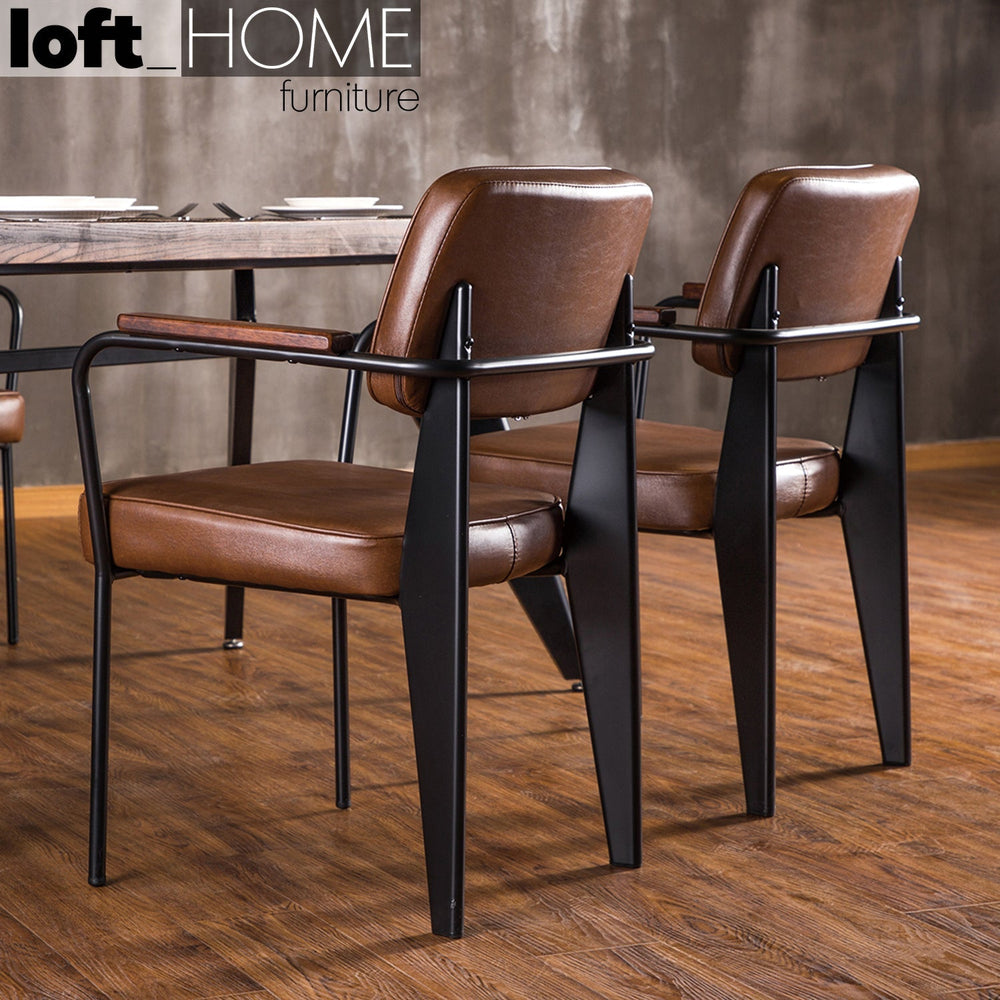 Rustic pu leather dining chair h primary product view.