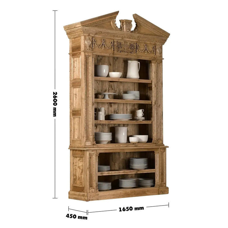 Rustic wood bookshelf entablature size charts.