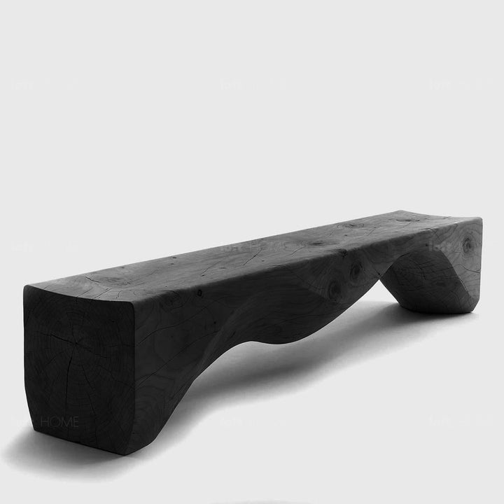 Rustic wood bench mountains conceptual design.
