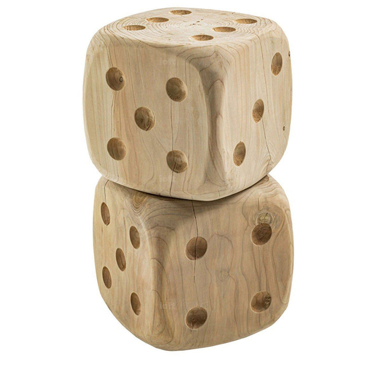 Rustic wood dice decor dadone small & big in close up details.