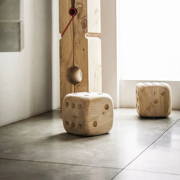 Rustic wood dice decor dadone small & big material variants.