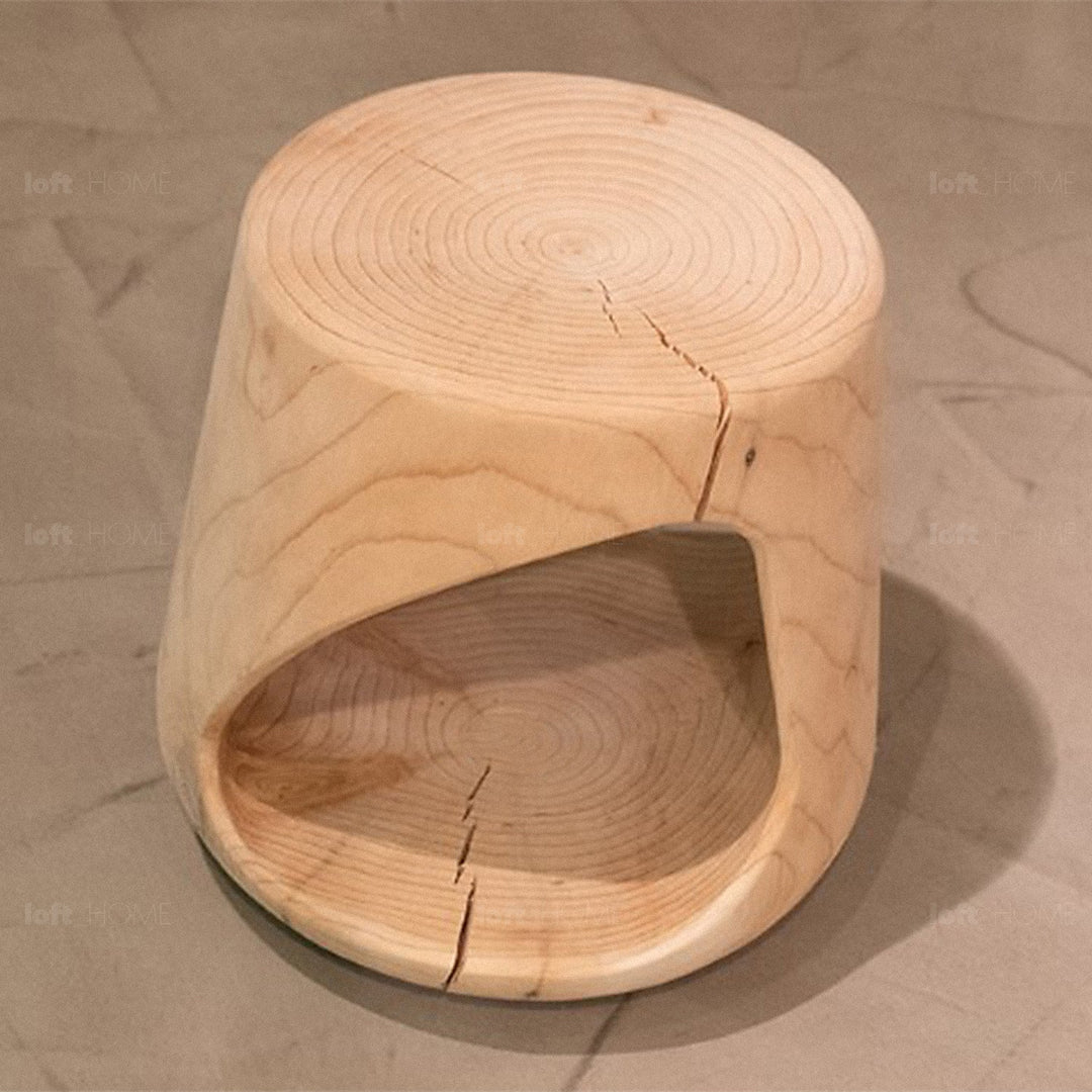 Rustic wood side table geppo in details.