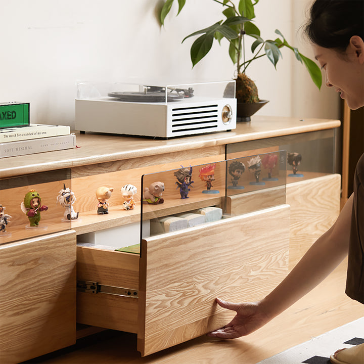 Scandinavian ash wood tv console curate environmental situation.