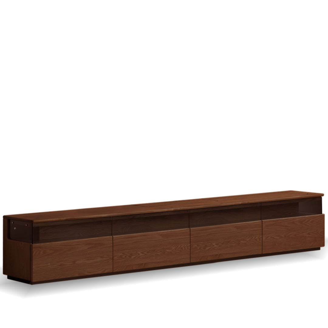 Scandinavian ash wood tv console curate layered structure.