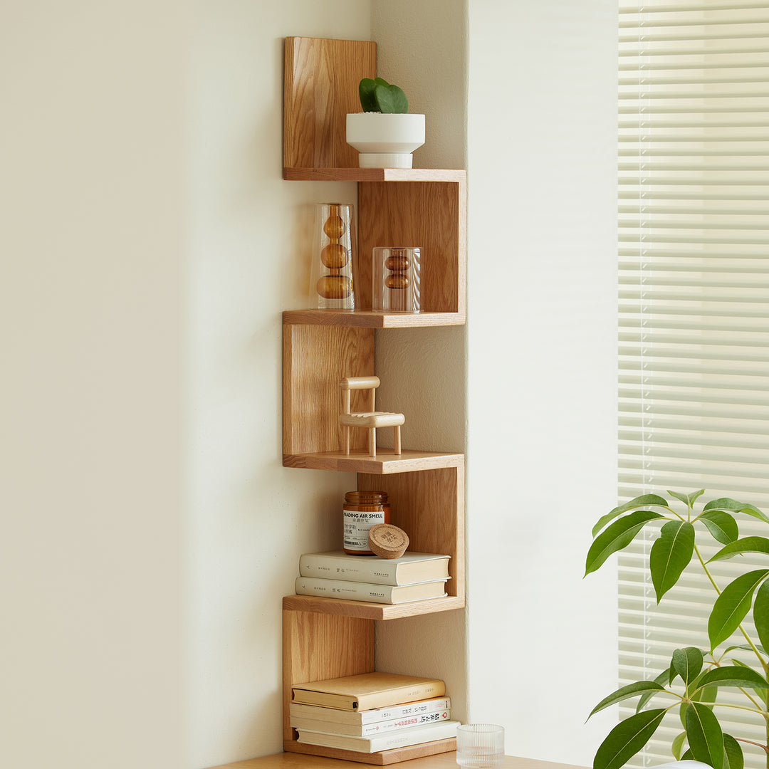 Scandinavian beech wood corner shelf pittsburgh primary product view.