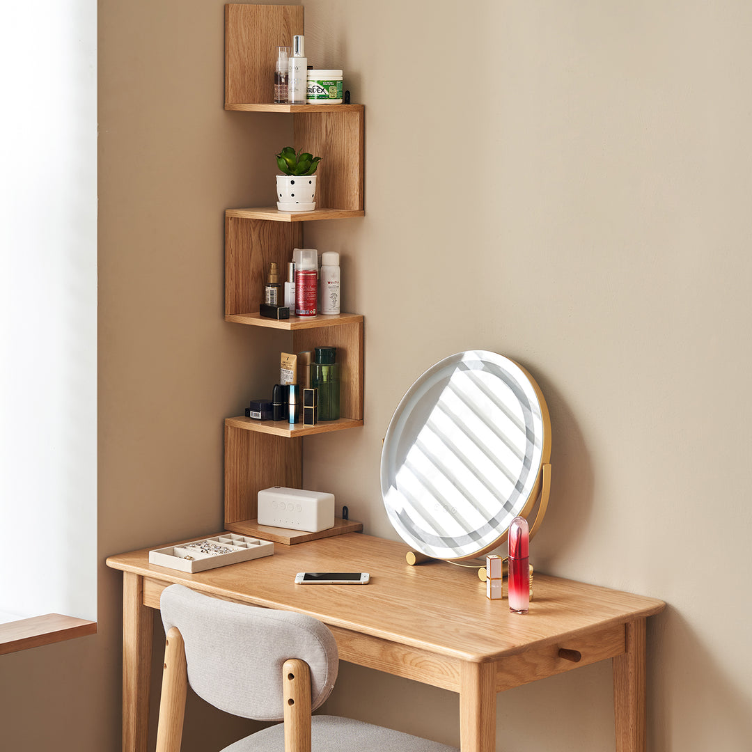 Scandinavian beech wood corner shelf pittsburgh material variants.