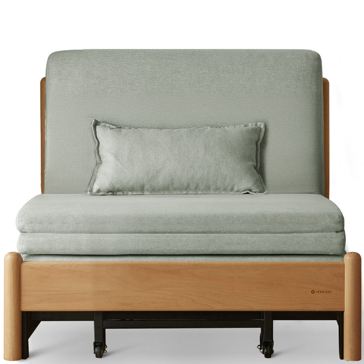 Scandinavian beech wood cotton fabric recliner 2 seater sofa bed flex conceptual design.