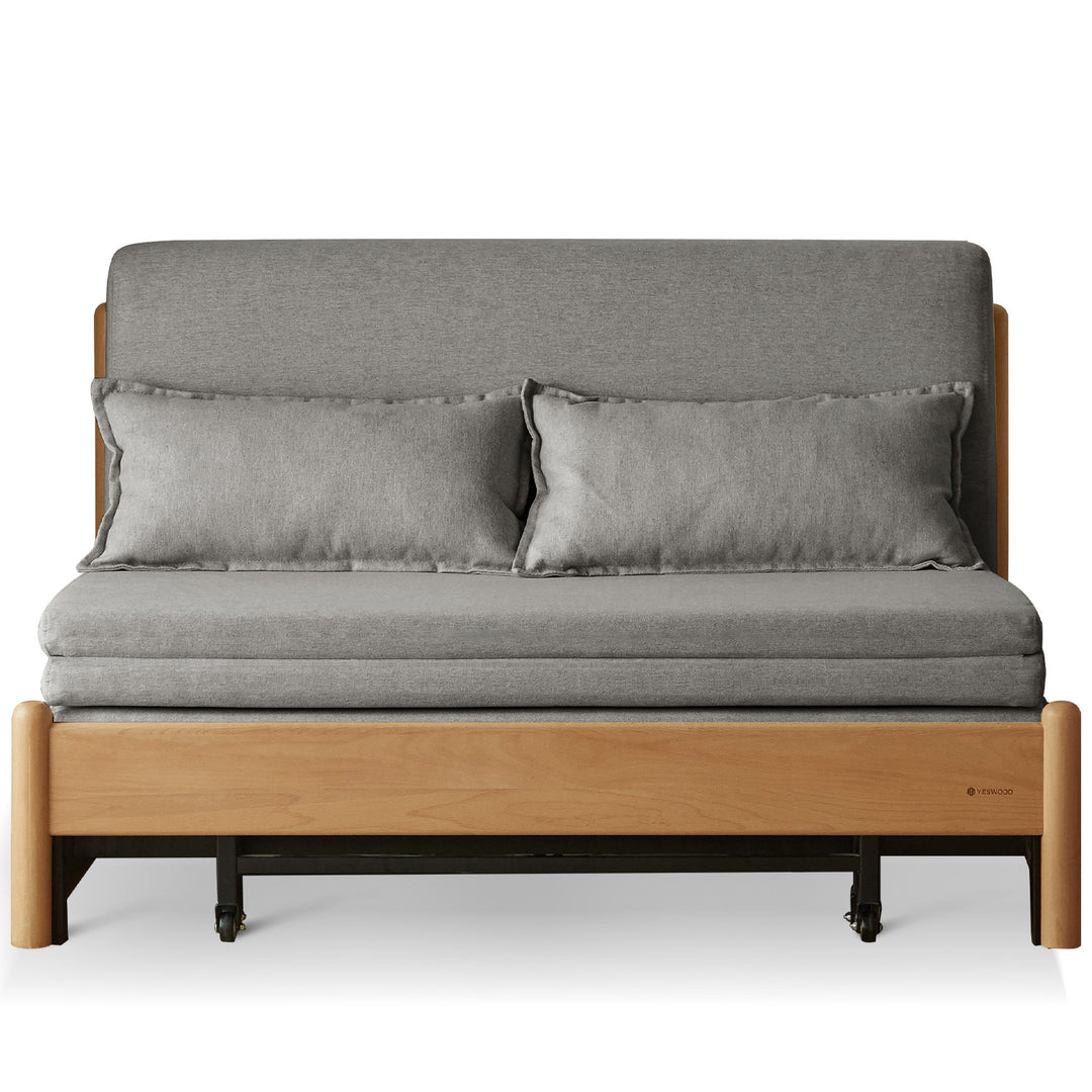 Scandinavian beech wood cotton fabric recliner 2 seater sofa bed flex detail 1.