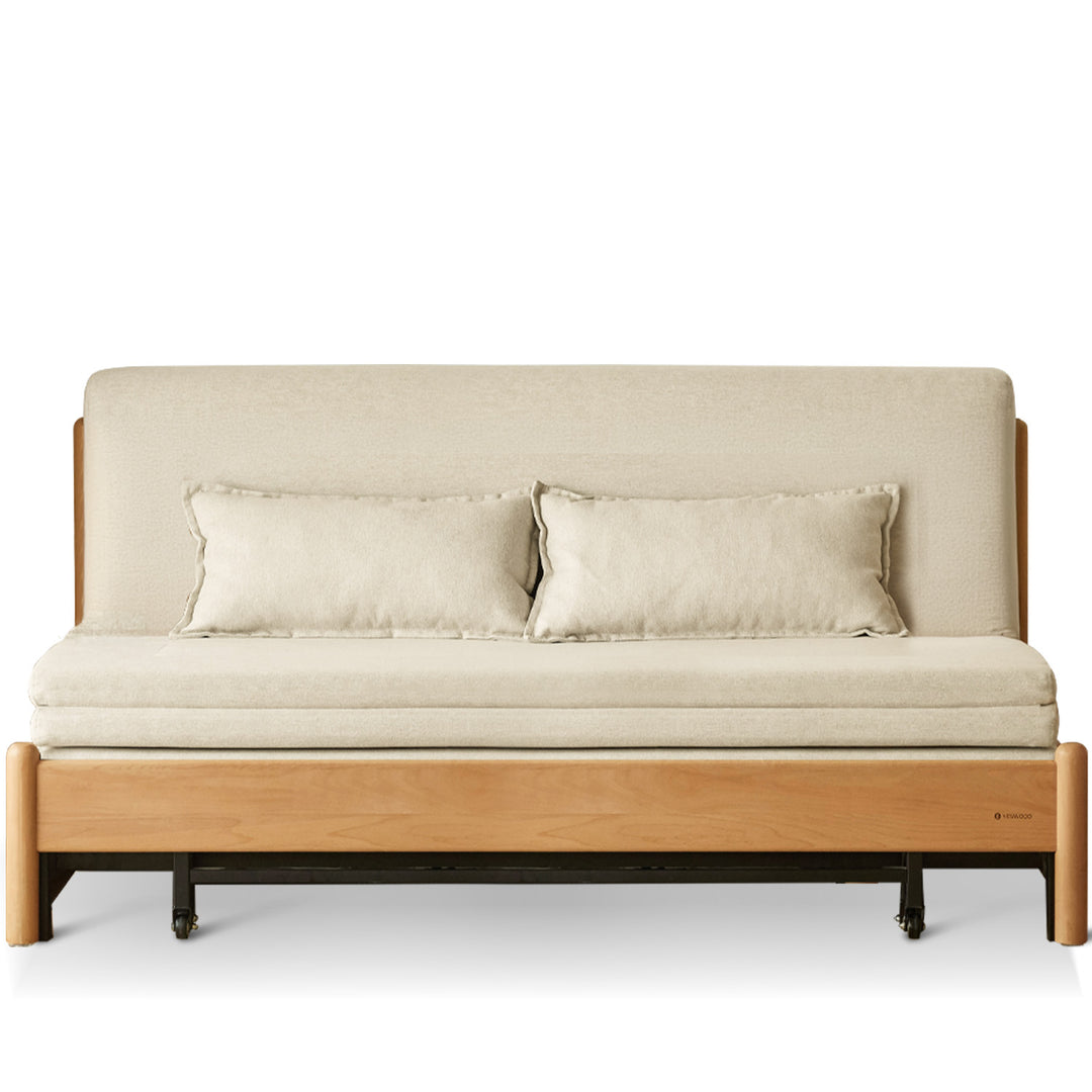 Scandinavian beech wood cotton fabric recliner 2 seater sofa bed flex detail 4.