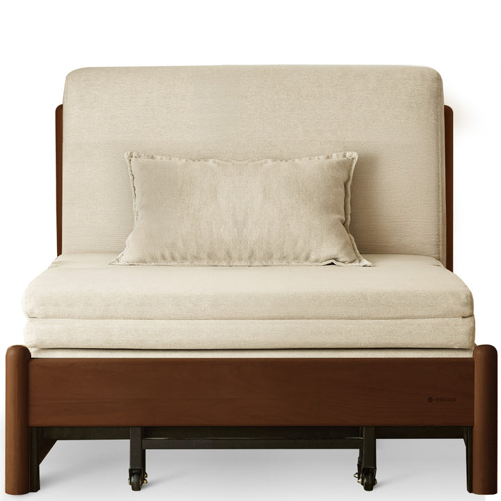 Scandinavian beech wood cotton fabric recliner 2 seater sofa bed flex detail 11.