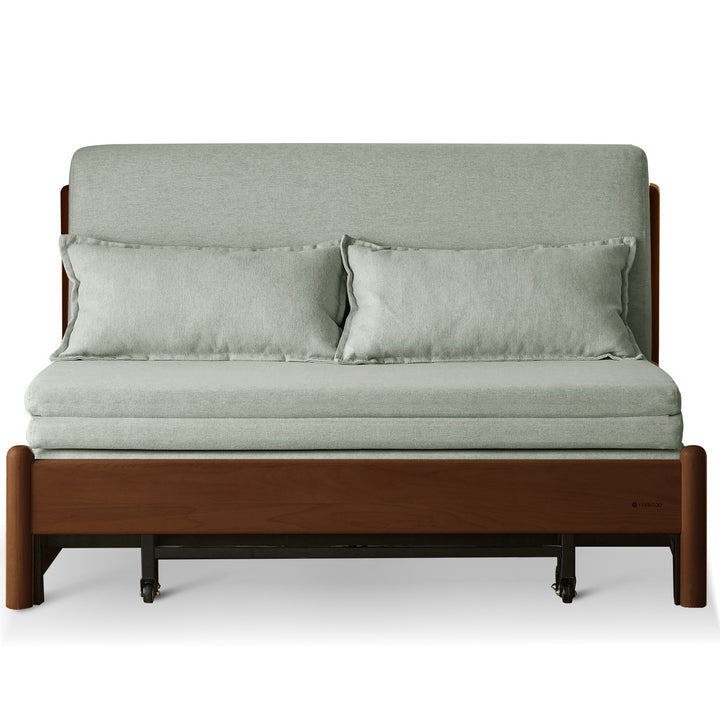 Scandinavian beech wood cotton fabric recliner 2 seater sofa bed flex detail 17.