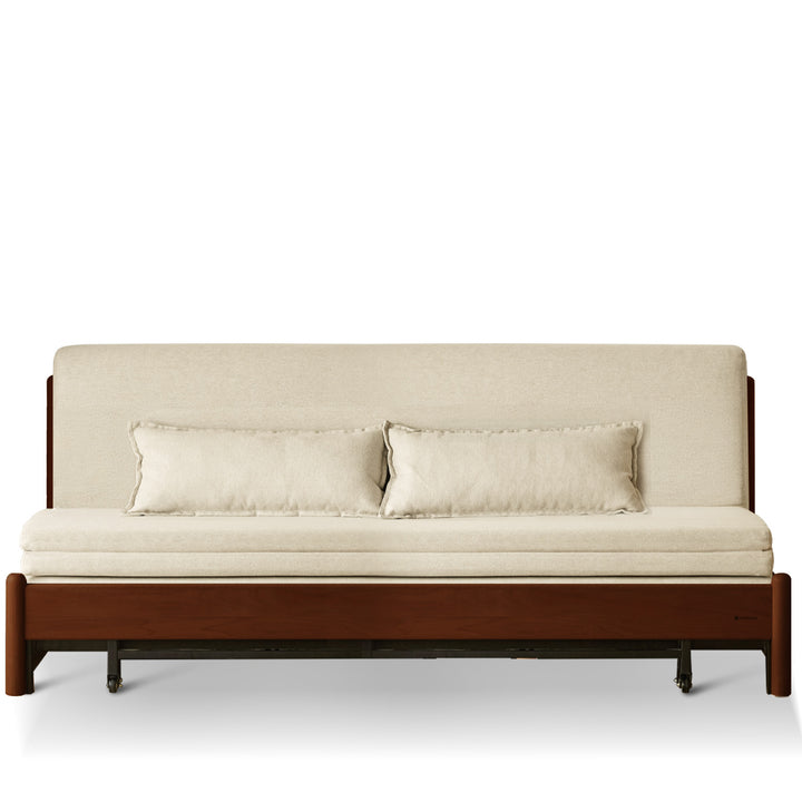 Scandinavian beech wood cotton fabric recliner 2 seater sofa bed flex detail 19.