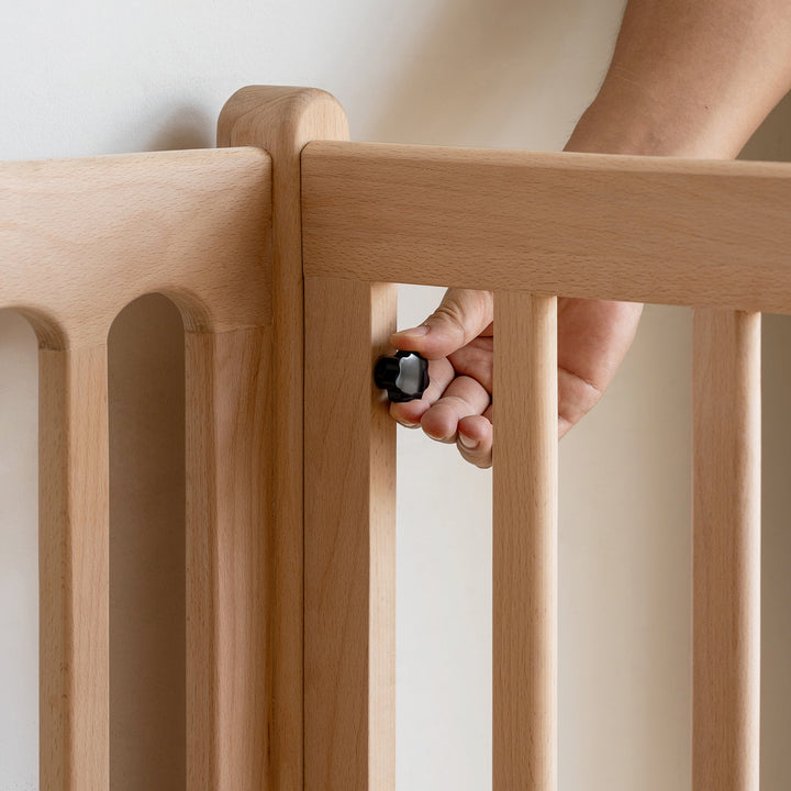 Scandinavian beech wood height adjustable kids sidecar bed with mattress set sova with context.